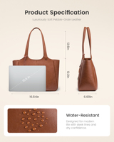 Sac de travail LOVEVOOK en cuir vegan PU 15,6 pouces avec porte-gobelet 40 oz, sac à bandoulière pour infirmière, enseignante, sac fourre-tout imperméable pour femmes