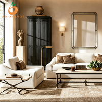Ensemble de canapés de salon contemporains en tissu, matériau écologique, canapé sectionnel en forme de L avec accoudoirs roulés pour appartement et villa