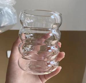 Tazas de café Caterpillar de borosilicato alto de 300ml <span class=keywords><strong>y</strong></span> 10OZ, Copas de cóctel de burbujas corrugadas de vidrio transparente resistente al calor - Product Image 6