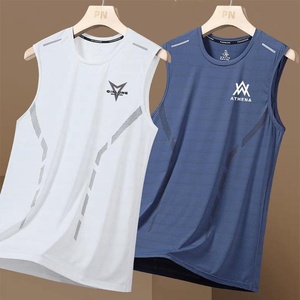 Chaleco Deportivo Ligero de Verano para Hombre, Chaleco de Baloncesto de Secado Rápido, <span class=keywords><strong>Camiseta</strong></span> sin Mangas de Seda Helada, Transpirable, Informal - Product Image 4