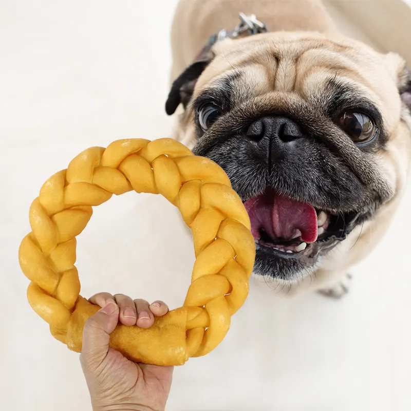 Rawhide Natuurlijke Hondenbot Donut Verpakt Door Rundvlees Beste Beef Jerky Kat Hondenvoer Traktaties 100% Huisdiervoeder Snacks Bedrijf