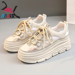 รองเท้าผ้าใบผู้หญิงแบบหนาพื้นหนา แฟชั่นเทนนิส ราคาถูก สไตล์ลำลอง สำหรับวิ่ง เล่นสเก็ตบอร์ด พร้อมส่ง - Product Image 2