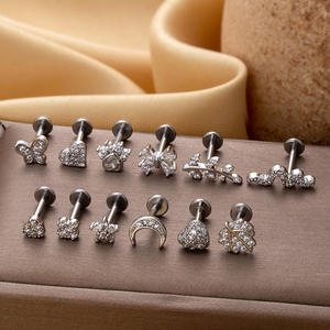 1.2X8MM สแตนเลสเกลียวด้านในหัวใจดาวผีเสื้อใบ<span class=keywords><strong>งู</strong></span>รูปร่างลิปเล็บหูกระดูกเจาะเล็บเครื่องประดับ - Product Image 2