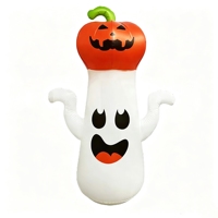 Décorations Gonflables d'Halloween pour l'Extérieur en Promotion : Fantômes et Citrouilles Blanches Adorables avec Lumières LED