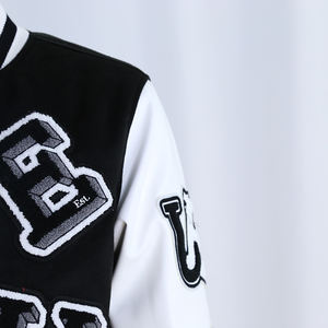 مخصص شينيل مطرز خمر كلية اسكواش سترة صوف الوقوف لفصل الشتاء جلد طبيعي منمق سترة بيسبول - Product Image 3