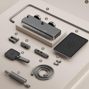 Ensemble <span class=keywords><strong>de</strong></span> douche à affichage numérique, touches <span class=keywords><strong>de</strong></span> piano, design moderne, aluminium poli, lumière ambiante LED, pluie douce <span class=keywords><strong>pour</strong></span> <span class=keywords><strong>robinet</strong></span> <span class=keywords><strong>de</strong></span> <span class=keywords><strong>salle</strong></span> <span class=keywords><strong>de</strong></span> <span class=keywords><strong>bain</strong></span> - Product Image 6