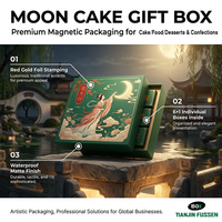 Boîte Cadeau Luxe Traditionnelle pour Gâteaux de Lune, Emballage Magnétique Premium, Estampage à Chaud Or Rouge, Finition Mate Étanche, 6+1 Compartiments