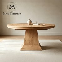 Ensemble de table et chaises rondes en bois extensible moderne pour restaurant, table à manger extensible en chêne noir pour 8 à 10 personnes