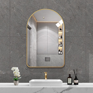 Specchio da Bagno con Cornice Dorata ad Arco, Montaggio a Parete per Bagno, Hotel, Moderno e Lussuoso, Vendita all'Ingrosso - Product Image 1