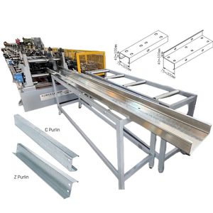 Nuevo 1,0mm-3,5mm Acero galvanizado Múltiples tamaños Cee U Zee Sección Marco de metal Purlin Máquina formadora de rollos - Product Image 1