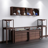 HongMing Display rak piring desain giok antik kabinet pajangan perhiasan berdiri bebas gaya Tiongkok baru Mudah