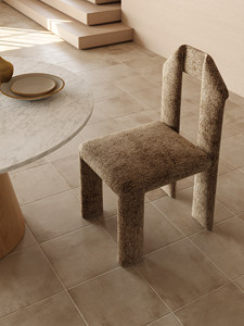 Sedia da Pranzo Imbottita Artigianale Premium in Stile Bauhaus Moderno Minimalista, Tessuto in <span class=keywords><strong>Cotone</strong></span> e Lino, Gambe in Metallo, <span class=keywords><strong>Poltrona</strong></span> di Design - Product Image 2
