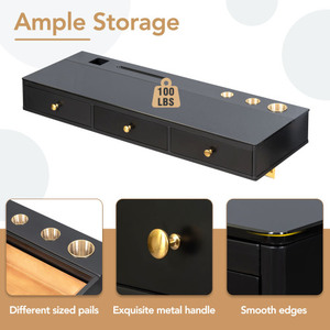 Étagère flottante GO 47 pouces en bois massif avec tiroir, table de toilette multifonctionnelle à poser au sol, bureau monté au mur pour chambre à coucher - Product Image 3