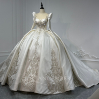 Robe de mariée élégante en satin doux et pailleté Jancember XS233 avec manches amovibles
