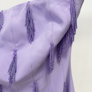 Low Moq Women Custom Clothing Elegant Lavender Strapless Designer <strong>Dresses</strong> Purple Party <strong>Dress</strong> Evening Gown With Beaded <strong>Fringe</strong> - Product Image 4