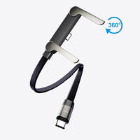Câble de données TKT Bracket 2 en 1, câble USB avec support de téléphone pliable intégré, cordon tressé en alliage de zinc, câble de charge en vente flash sur TikTok