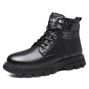 Men's high-top snow boots all-match casual Martin boots plus velvet warm cotton shoes thick-soled safty shoes