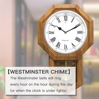 Jam Dinding Pendulum Model Schoolhouse Grosir dengan Suara Westminster, Mode Senyap Sensor Cahaya untuk Rumah Kantor Ruang Tamu