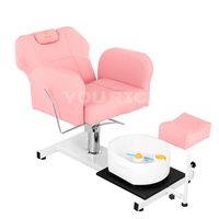 YOU RICH YR-430 Chaise de spa multifonctionnelle moderne rose, pédicure, soin des pieds, cuir PVC durable, certifiée CE, soin en salon, massage