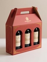 Boîte d'expédition en carton ondulé de luxe personnalisée pour bouteille de vin, avec doublure en mousse et gaufrage, boîte rigide à poignée