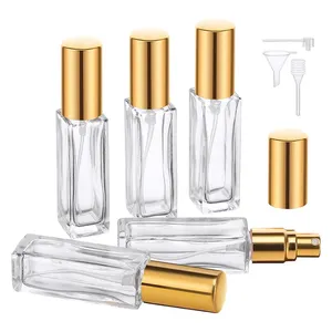 Rolo de vidro transparente para frasco de perfume, testador de amostra de atomizador quadrado para viagem, 10ml, spray em garrafas