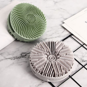 Guanto a due lati Design morbido in <span class=keywords><strong>Silicone</strong></span> spazzolino da doccia per il lavaggio del corpo bagno esfoliante Scrubber per il massaggio della pelle per bambini adulti - Product Image 4