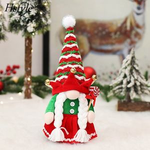 Gnomo <span class=keywords><strong>de</strong></span> Navidad decoraciones <span class=keywords><strong>de</strong></span> felpa verde rojo hecho a mano felpa Navidad Gnomo elfo decoración sueco Tomte Santa regalos bandeja escalonada Decoración - Product Image 4