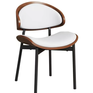 Silla de Comedor Moderna Europea de Lujo Ligero, Ecológica, de PU con Diseño Curvo de Madera Sólida para Hogar, Estudio o Cafetería - Product Image 1