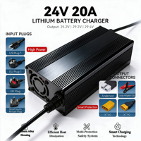 Pengisi Daya Baterai Li-ion Pintar 24V20A Pengisi Daya Lithium Perlindungan Terhadap Pengisian Berlebih 25.2V29.4V Forklift Mobil Pengintai Kecil