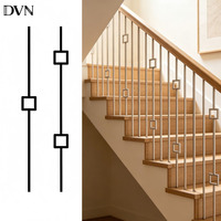 Garde-corps d'escalier intérieur DVN, poteaux de balustrade modernes noirs simples/doubles rectangulaires, garde-corps de balcon intérieur en fer forgé