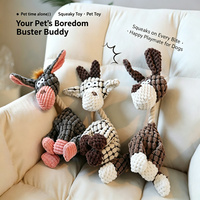 Jouet pour chien en peluche âne mignon, jouet à mâcher couineur en corde, jouet interactif en forme d'animal en peluche avec corde en maïs pour petits et moyens chiens, 3 couleurs