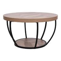 Table basse ronde en bois industrielle à 2 niveaux, meubles pour la maison