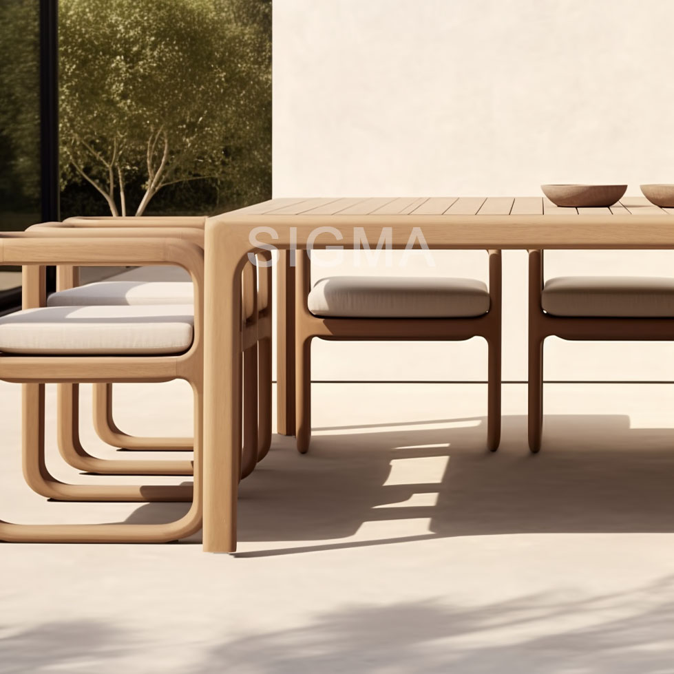 High-end Simplicity garden furniture Teak wood hotel garden luxury armchair dining chairs
