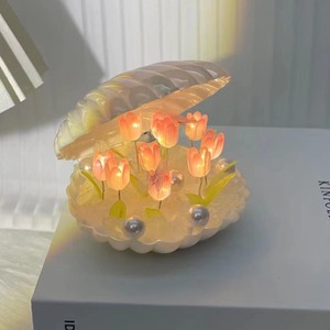 Handmade DIY Shell <span class=keywords><strong>Tulip</strong></span> <span class=keywords><strong>LED</strong></span> nightlight sáng tạo ABS bầu không khí ánh sáng cho phòng ngủ Tủ đầu giường kích thước nhỏ pin Powered - Product Image 3