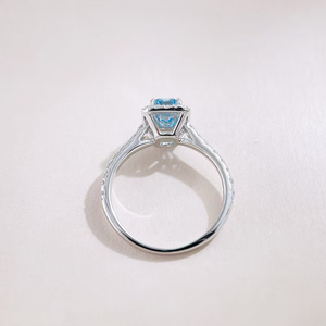<span class=keywords><strong>Anillo</strong></span> <span class=keywords><strong>de</strong></span> Joyería Fina <span class=keywords><strong>de</strong></span> Oro Blanco <span class=keywords><strong>de</strong></span> 18K con Diamante <span class=keywords><strong>Azul</strong></span> Corte Esmeralda Cultivado en Laboratorio, Joyería India para Mujer - Product Image 3