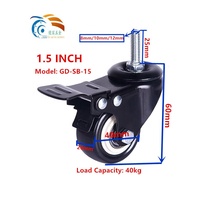 2 pouces PVC/PU Matériau pivotant blanc Frein à vis Anti Static Caster Wheel Tige 75mm Castor Wheel