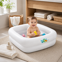 Baignoire gonflable carrée portable multi-usages pour bébé, en PVC plus épais, pour tout-petits et nouveau-nés