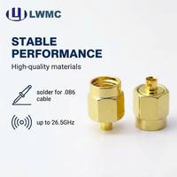 Connecteur RF LWMC SMA Mâle à souder pour câble 086 1.30 Max plaqué or, commande en gros, jusqu'à 26,5 GHz