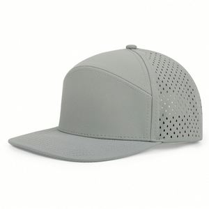High Quality Custom Logo Snapback Trucker <b>Cap</b> Water Protect Laser Perforated 7 Panel <b>Flat</b> Bill Waterproof Baseball <b>Cap</b> - Product Image 3