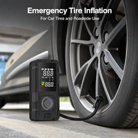 Gonfleur de pneus double alimentation 12V (batterie + allume-cigare) avec pompe à air numérique, batterie externe et moniteur de pression des pneus OEM