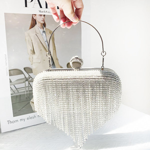 Hot Selling Beaded Clutch Bag With Ring Handle Sparkling Evening Party Purse Crystal Diamond Crossbody Handbag shiny handbags - Product Image 1