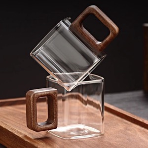 Tazza <span class=keywords><strong>in</strong></span> <span class=keywords><strong>Vetro</strong></span> Borosilicato da 150ml con Manico <span class=keywords><strong>in</strong></span> Legno, Design Creativo a Singolo Strato, per Tè, Acqua e <span class=keywords><strong>Caffè</strong></span> - Product Image 2