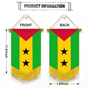 Bandera Nacional de Santo Tomé y Príncipe con borlas 20X30cm está dispuesta en la esquina del café - Product Image 3