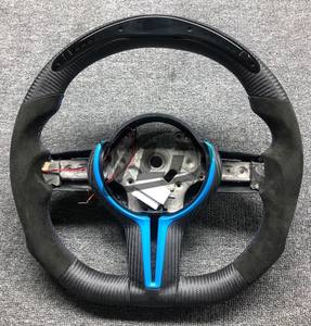 Volante Deportivo YLD de Media Piel y Fibra de Carbono para <span class=keywords><strong>BMW</strong></span> M3 M4 F80 F82 E90 E91 E60 X5 F15 X6 F16 F10 F30 F32 F36 <span class=keywords><strong>F60</strong></span> - Product Image 5