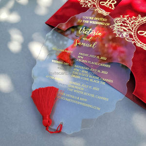 <span class=keywords><strong>Invitation</strong></span> de <span class=keywords><strong>mariage</strong></span> en <span class=keywords><strong>plexiglas</strong></span> Offre Spéciale avec des billets de coing d'impression d'aluminium d'enveloppe de velours rouge personnalisés - Product Image 3
