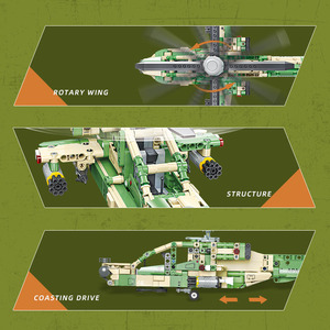 Kit de modelo de plástico de helicóptero Apache Ah-64, helicóptero de ataque estadounidense, serie militar, cañoneras, juego de bloques de construcción de la Fuerza Aérea Apache - Product Image 5