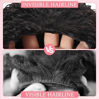 Perruque mi-tête 3-en-1 de 18 pouces avec cordon de serrage, perruque sans couture en cheveux humains bouclés crépus, perruque bandeau pour femme, prête à porter en été, sans colle