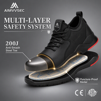 AIMVVSEC – chaussures de sécurité isolées 10KV pour hommes, bottes de travail en cuir imperméables à bout en acier, résistantes aux perforations, chaussures industrielles en Kevlar