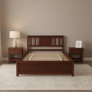 Lit plateforme en bois avec tête de lit, tailles Twin, Full, Queen, support en lattes de bois massif, mobilier de chambre élégant - Product Image 2