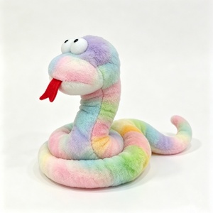 Peluche de serpiente arcoíris personalizado, peluche de serpiente en colores pastel, peluche de serpiente enrollada con efecto tie-dye, peluche de reptil, lindo peluche con ojos saltones - Product Image 1
